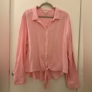 beachlunchlounge Light Pink Button-Down Lightweight Summer Cozy Cotton Top SZ XL